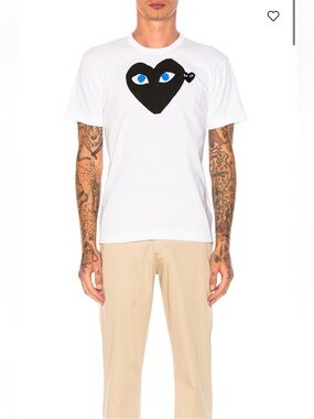 Comme des Garçons Play Blue Eyes Black Emblem Cotton Tee